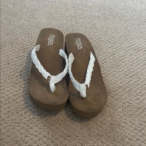 Flojos White and Brown Braided Sandals